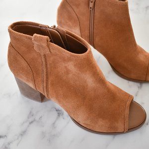 Aldo brown suede open toe ankle booties with heels